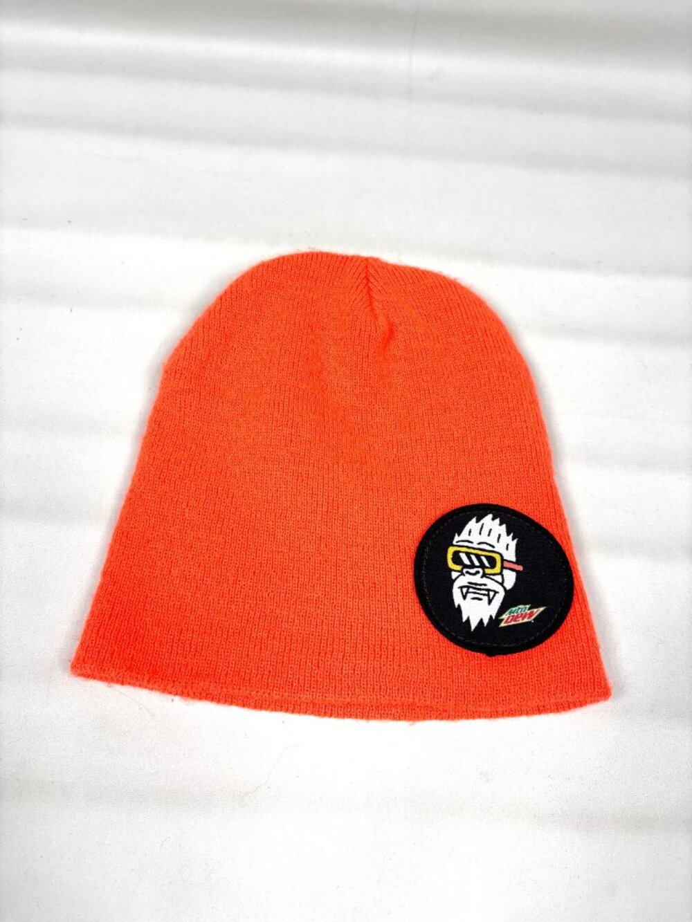 Vtg Mtn Dew Mountain Dew Yeti Logo Beanie Orange Yupoong Promo Hat Made in Korea